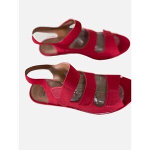 Clarke Collection Women Red Strappy Open Toe Leather Shoes Size 9.5 New.